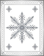 Elegant Snowflake Patterned Border Rug