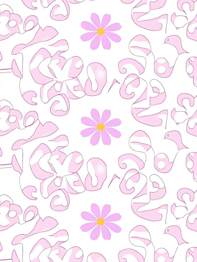 Pastel Pink Floral Abstract Design Rug