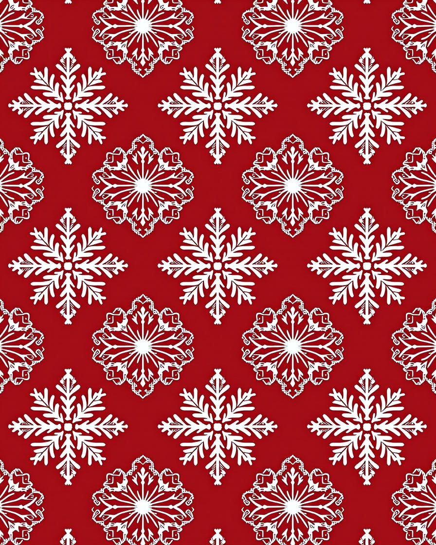Red White Snowflake Pattern Rug