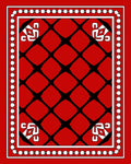 Red Black Geometric Tile Pattern Rug