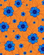 Bright Blue Floral Vines Rug