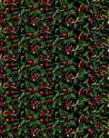 Dark Green Red Berry Foliage Rug