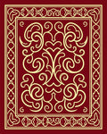 Ornate Red Gold Scrollwork Design Rug