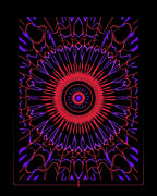 Vibrant Red Purple Sunburst Pattern Rug