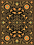 Ornate Floral Black Gold Rug