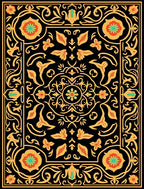 Ornate Floral Black Gold Rug