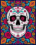 Vibrant Floral Skull Pattern Rug