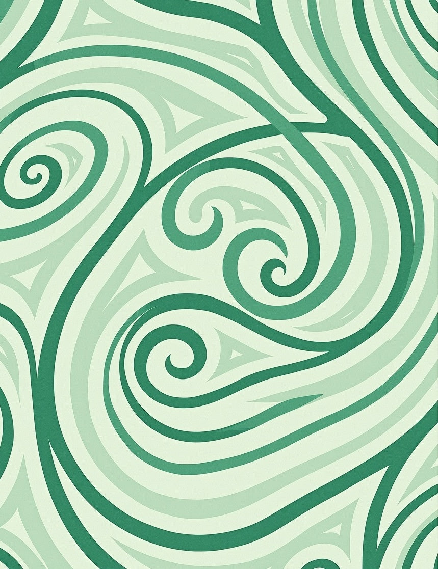 Curving Lines Green Abstract Pattern Rug
