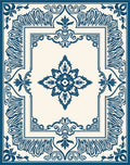 Classic Blue Cream Intricate Floral Rug