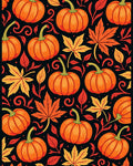Autumn Pumpkin Leaf Pattern Design Rug