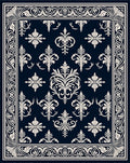 Classic Black Ivory Floral Scroll Border Rug