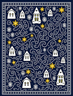 Cozy Village Winter Stars Navy Rug