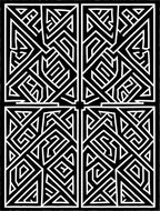Black White Geometric Maze Pattern Rug