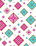 Pink Blue Geometric Tile Rug