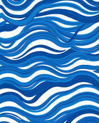 Bold Blue Wavy Abstract Pattern Rug