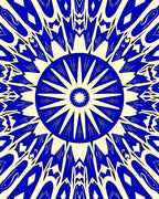 Bold Royal Blue Sunburst Design Rug