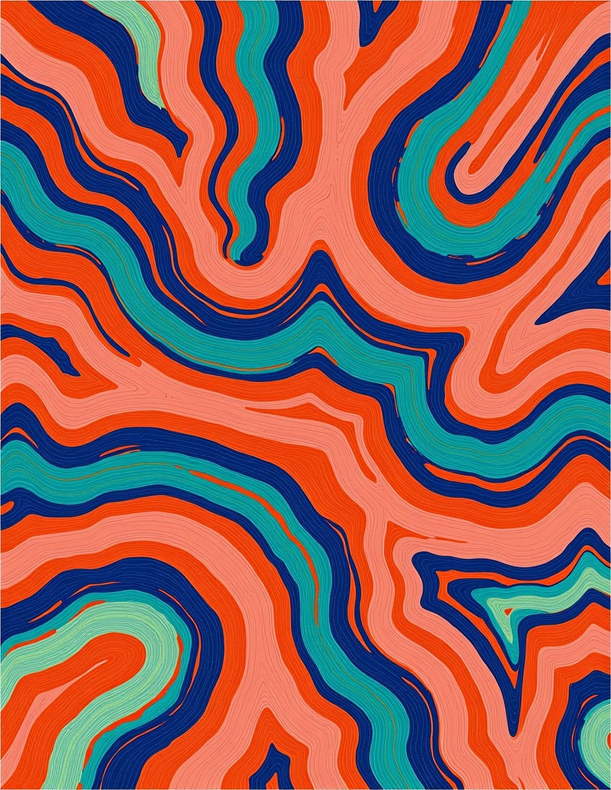 Vibrant Wavy Stripe Pattern Rug