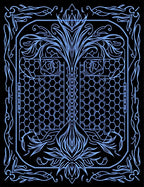Intricate Blue Floral Hexagonal Design Rug