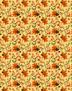 Rustic Autumn Floral Swirl Pattern Rug