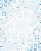 Soft Blue Abstract Floral Swirl Rug