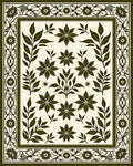 Dark Green Floral Patterned Textile Rug