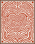 Abstract Red Swirls Face Design Rug