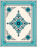 Turquoise Floral Mandala Border Rug