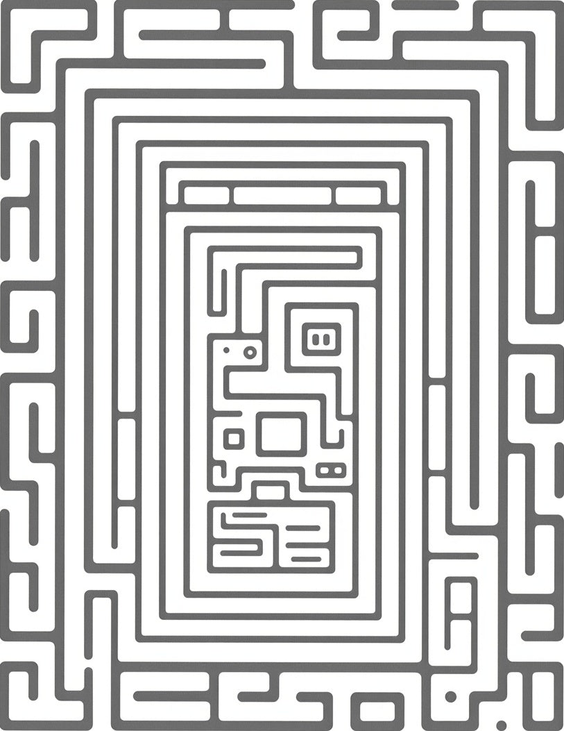 Modern Abstract Maze Line Art Rug