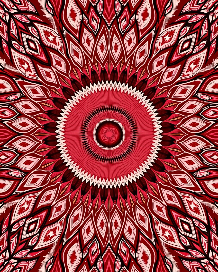 Radiant Crimson Mandala Pattern Rug