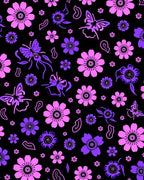 Whimsical Pink Purple Floral Butterfly Design Rug