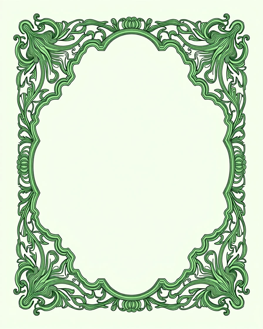 Ornate Flourishing Green Swirls Rug