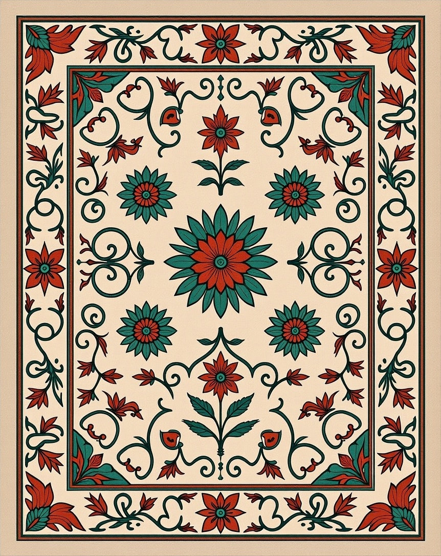 Intricate Floral Vine Pattern Rug