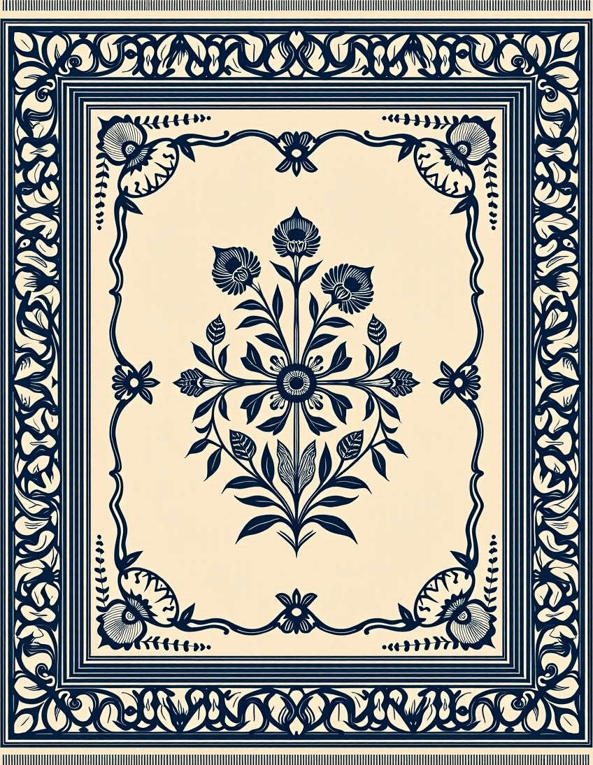 Classic Floral Bouquet Outline Rug