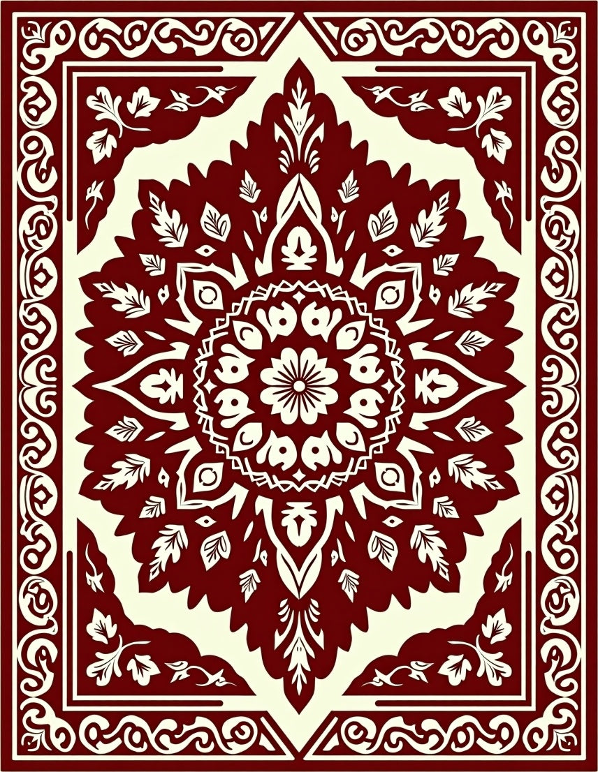 Elegant Floral Mandala Pattern Rug
