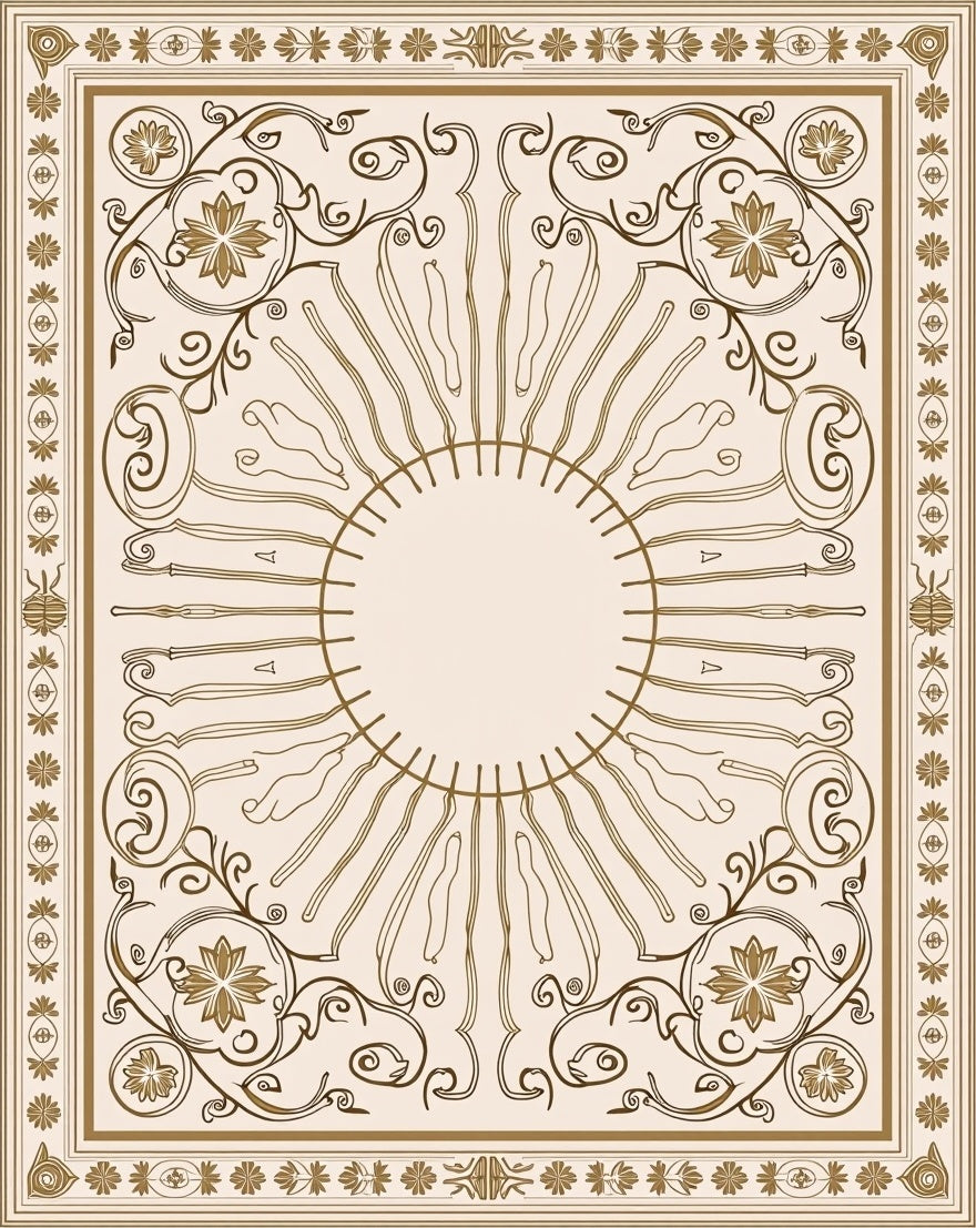 Sunburst Ornamental Flourish Design Rug