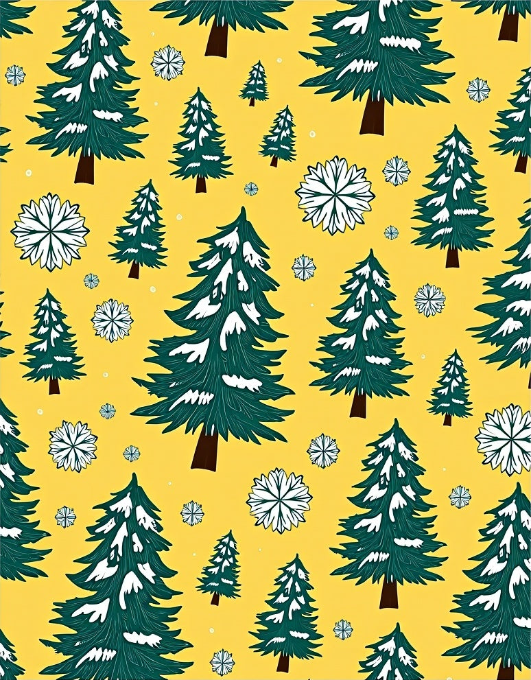 Whimsical Evergreen Snowfall Pattern Rug