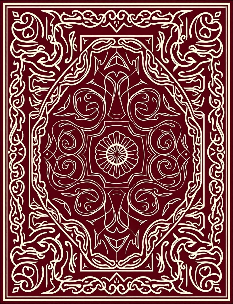 Intricate Burgundy Floral Design Rug