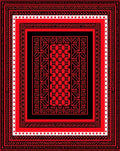 Bold Red Black Geometric Pattern Rug