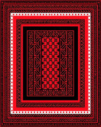 Bold Red Black Geometric Pattern Rug