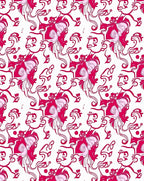 Whimsical Pink Floral Figure Pattern Rug