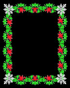 Crimson Red Green Floral Snowflake Border Rug
