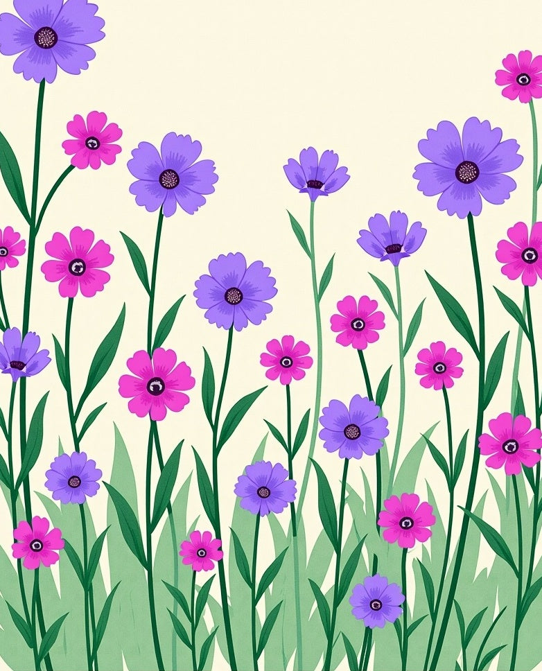 Purple Pink Floral Field Design Rug