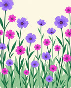 Purple Pink Floral Field Design Rug