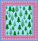 Light Blue Christmas Trees Bordered Rug