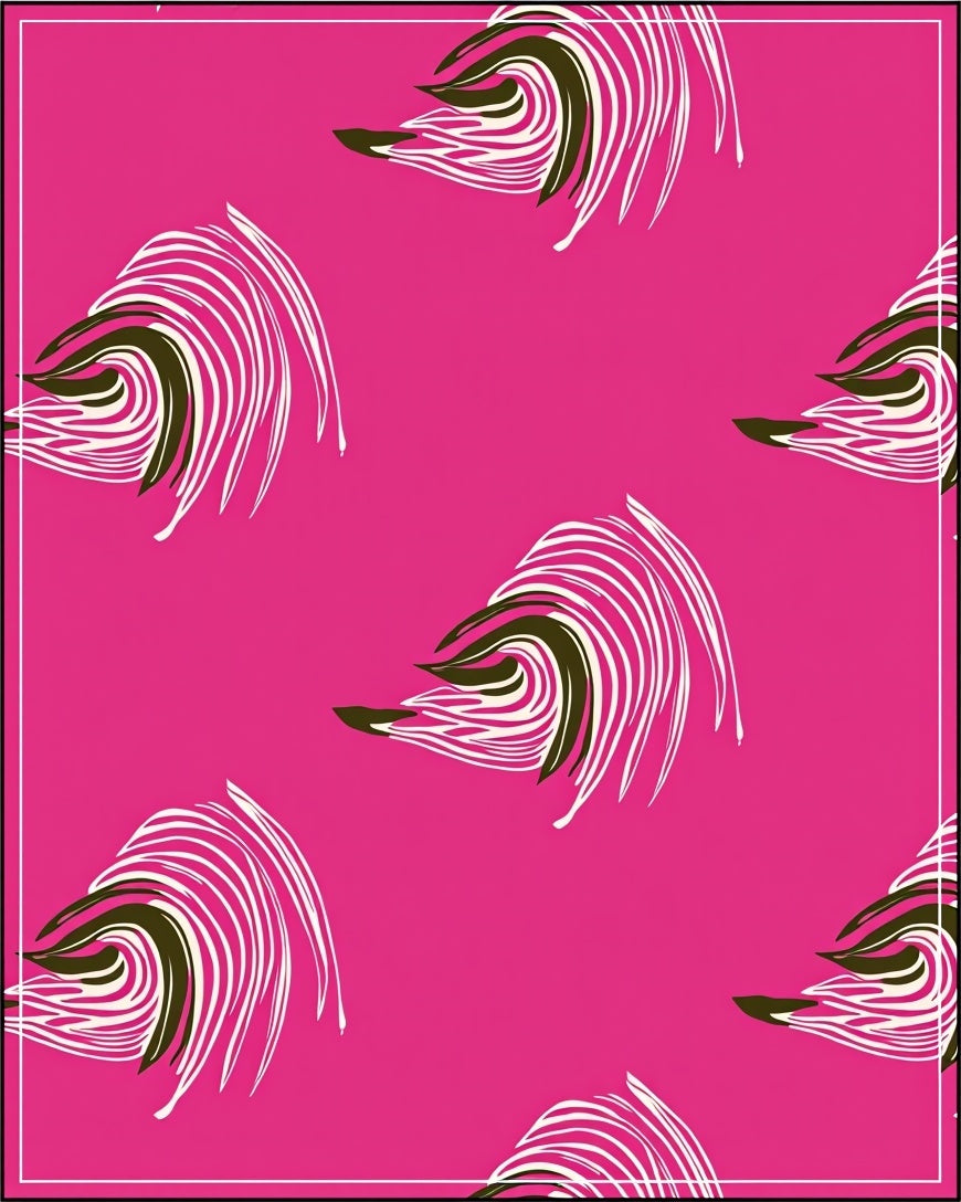 Vibrant Pink Swirl Geometric Design Rug