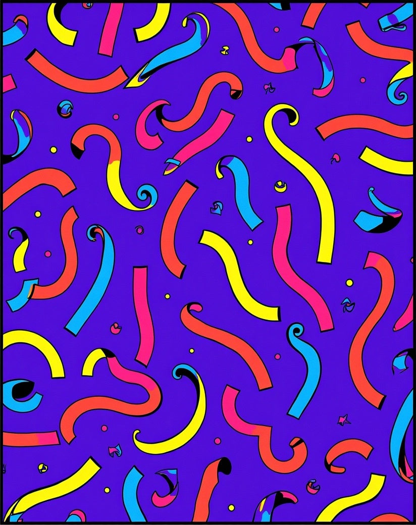 Bright Wavy Ribbon Fun Pattern Rug