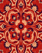 Bold Red Floral Mandala Design Rug