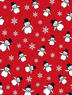 Snowman Snowflake Red Festive Pattern Rug