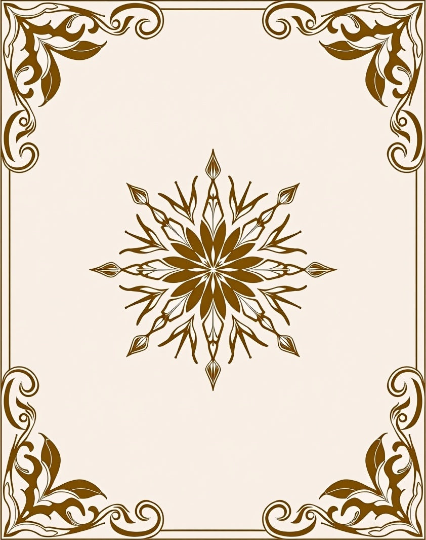 Brown Floral Medallion Corner Accents Rug