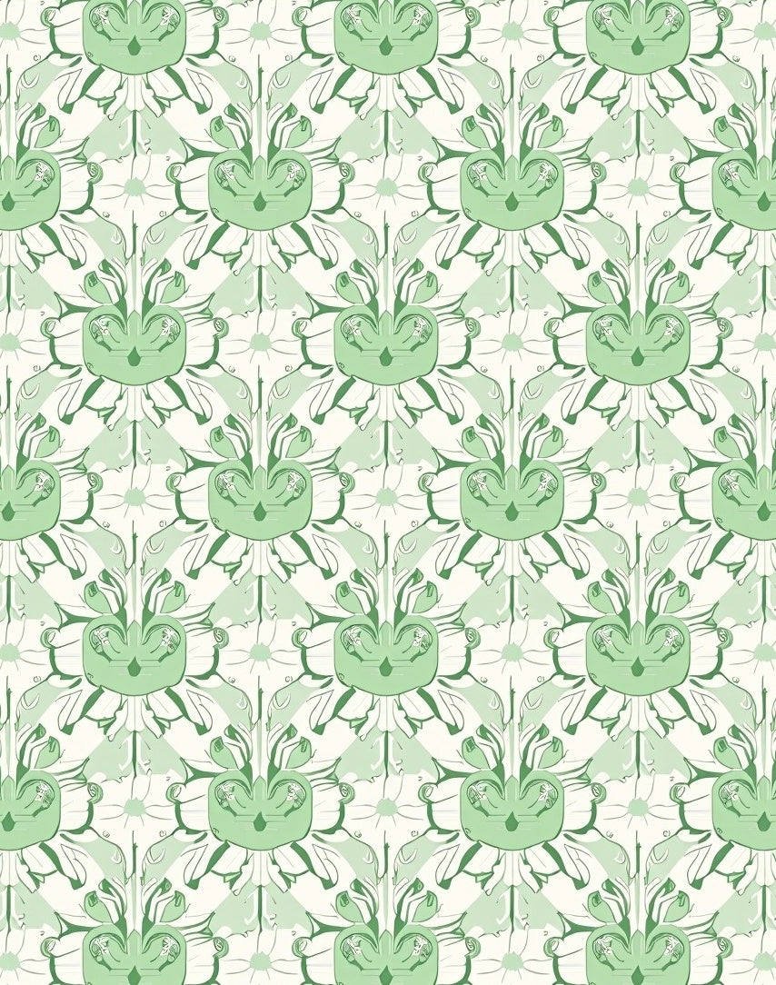Art Nouveau Inspired Stylized Floral Rug